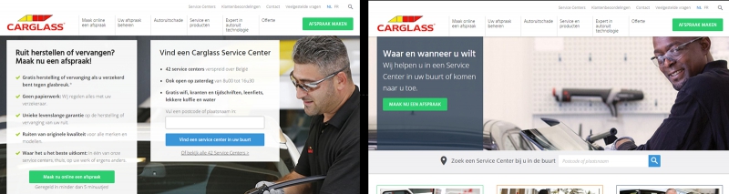 Which version of the Carglass homepage leads to more appointments?