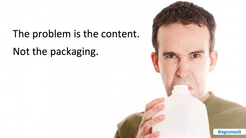 The problem is the content. Not the packaging.